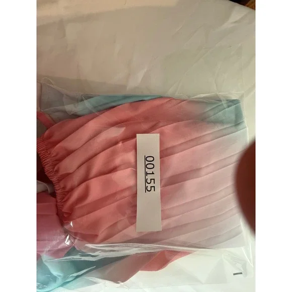 SHEIN Curve Pastel Ombre Pleated One Shoulder Top  2XL Pink Blue - Picture 4 of 4